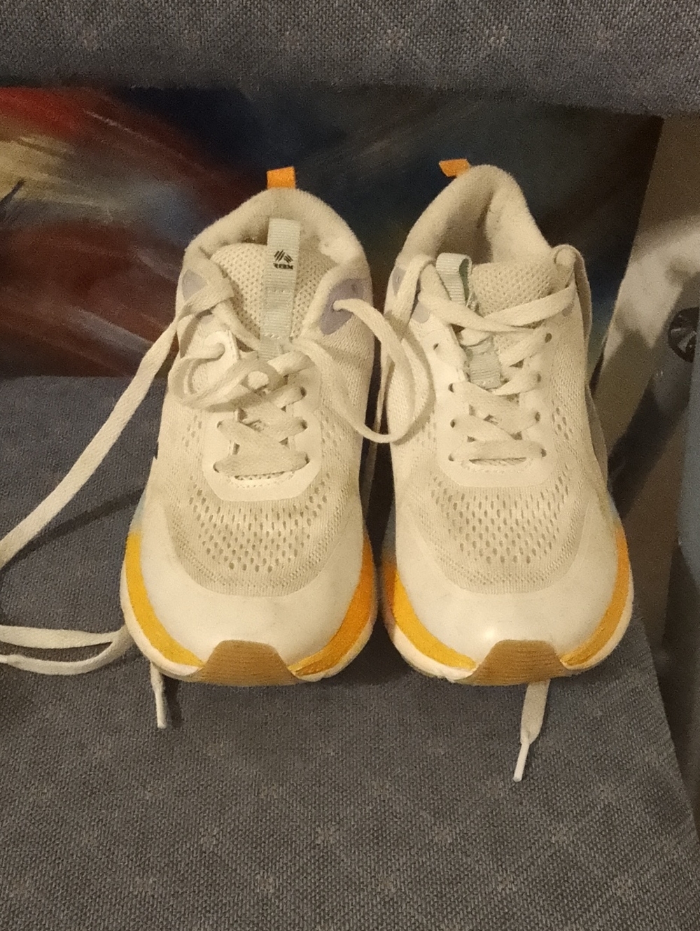 White and Yellow Men’s Running Sneakers